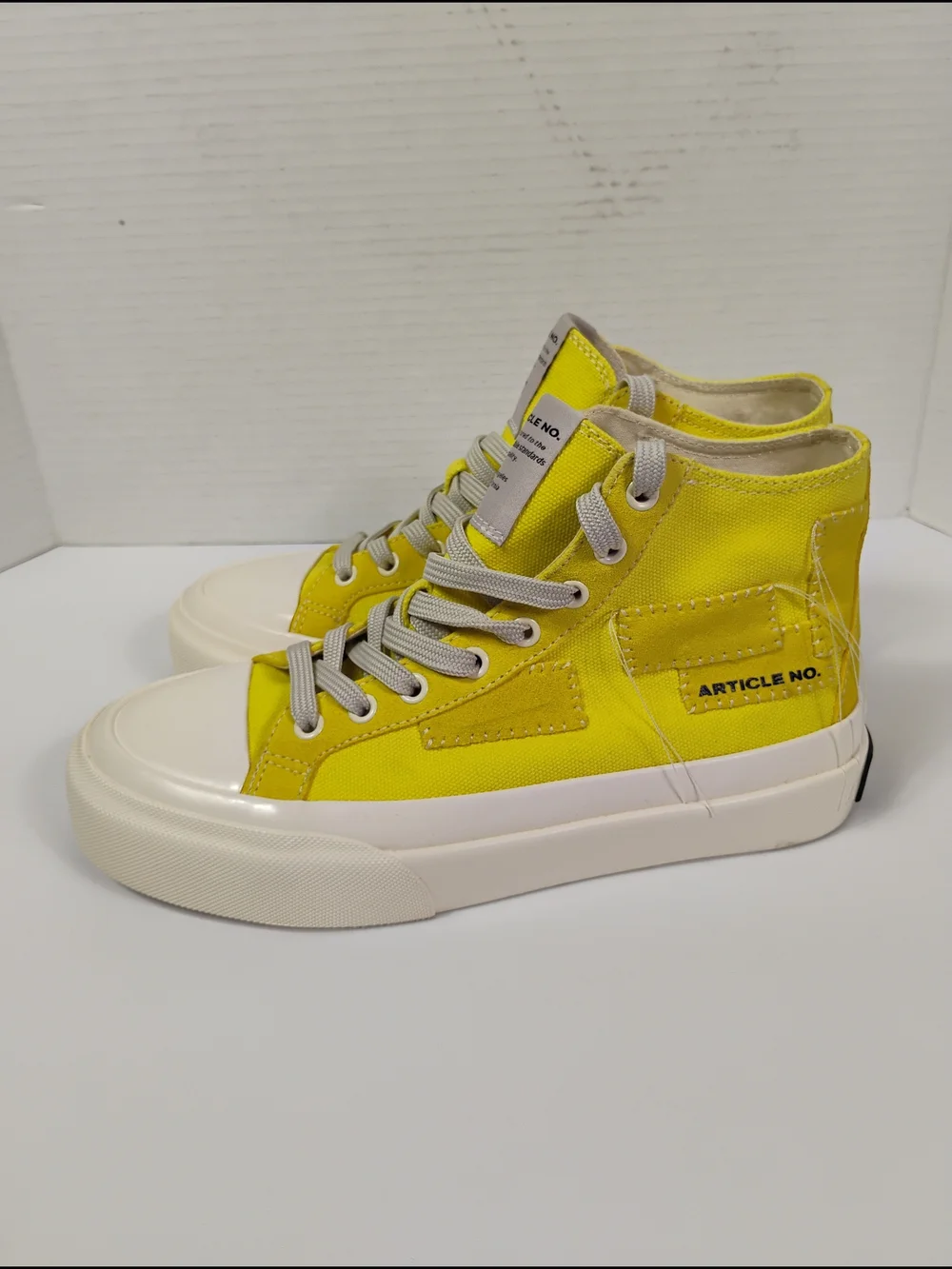 Bright Yellow High-Top Sneakers with Cream Soles